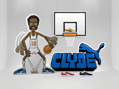 Puma Clyde basketball branding clyde illustration installation puma window