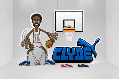 Puma Clyde basketball branding clyde illustration installation puma window