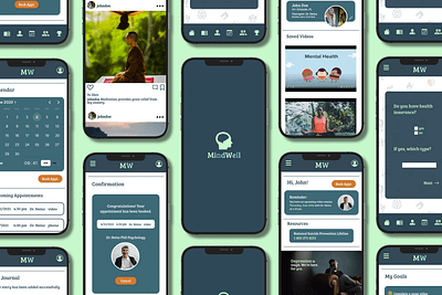 MindWell Mobile App and Responsive Web Design app branding design graphic design illustration logo typography ui