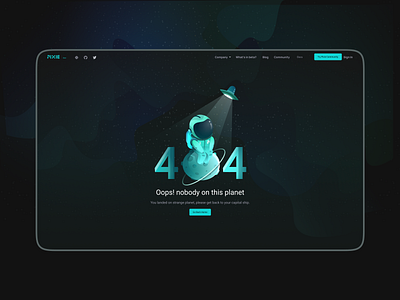 Pixie 404 Web Page 404 404 page dark website design illustration outerspace planet space vector web design website