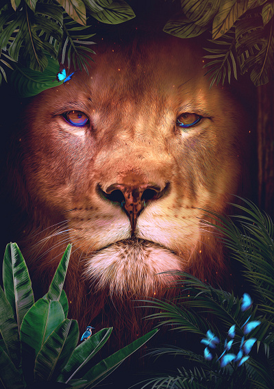 King of the jungle - artwork africa artwork beast jungle king lion nature photoshop