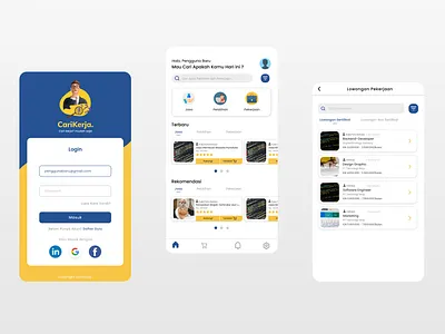 CariKerja Mobile Application to find a job application mobile app mobile application ui design ux design