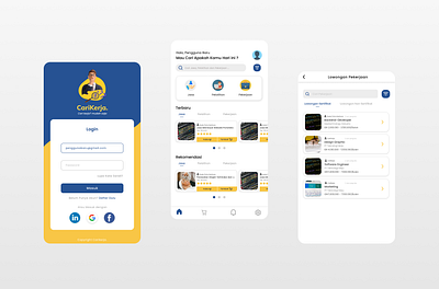 CariKerja Mobile Application to find a job application mobile app mobile application ui design ux design