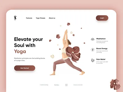 Yoga / Meditation Landing page banner branding design graphic design herosection illustration meditation soul typography ui uiux uiuxdesign uiuxdesigner websitedesign yoga yoga landingpage