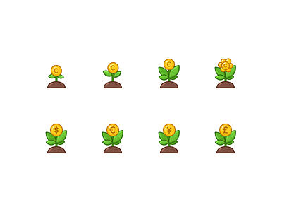 Money Tree Icons bank design figma icon icons illustration leaf money rise sketch tree ui up vector