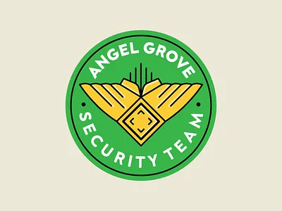 Angel Grove Security Team branding gold green green ranger logo power rangers shield typography