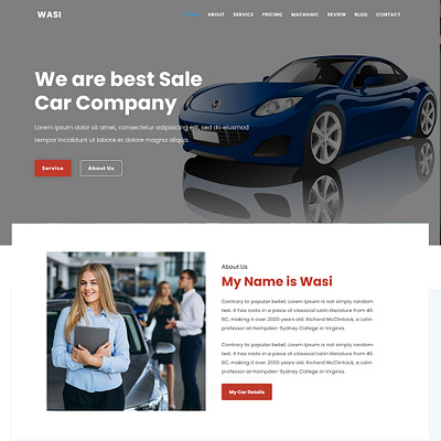 Wasi - Car & Repair Landing Page Theme animation branding design flat illustration logo minimal typography ui website