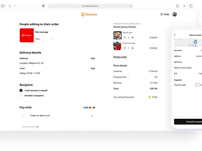 Flowwow shopping cart app design