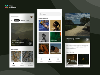 Meditate App UI Concept app capi creative design mobile ui ui kit