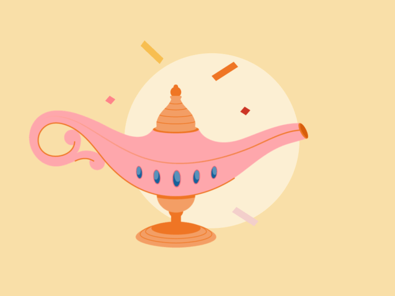 Genie lamp animation animation design colourscheme design illustration interaction design ui uxui visual design webdesign website