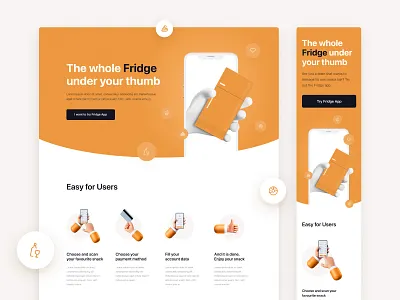 Fridge App - Landing Page 3d app application fridge landing page microsite product product design ui ux