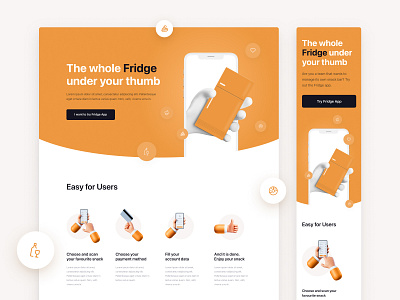 Fridge App - Landing Page 3d app application fridge landing page microsite product product design ui ux