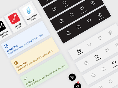 UI Elements - Mechanical Keyboard App cards design design elements design system flat flat design icon set icons illustration keyboards mechanical keyboards minimal minimalistic ui ui elements ux ux design