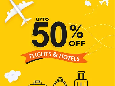 Travel discount design concept for social media ad banner best designer in dubai cleartrip discount promotion design discount voucher graphic designer mohamed saquib saquib sheikh social media travel company travel design ideas travel discount concept