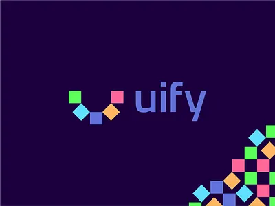 Uify modular visual UI builder logo: U letter mosaic, eye, smile abstract app builder apps and websites colorful corporate pattern eye letter mark monogram logo logo design modern modular modules mosaic smile u ui uify visual website builder workspace