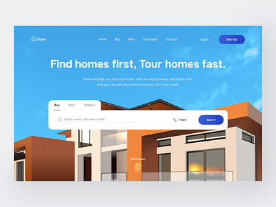 Stase - Real Estate Web Header Design 2d adobe adobe illustrator art artwork branding clip studio paint design drawing figma flat graphic graphic design house illustration illustrator real estate rent vector website