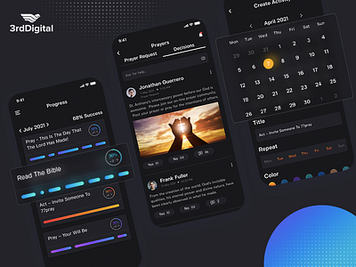 Prayer Notes Mobile app (Black Theme) app design app development app development company black theme branding calender app daily notes design design agency figma graphic design logo logo design marketing mobile app design prayer app social app ui ui design ux design