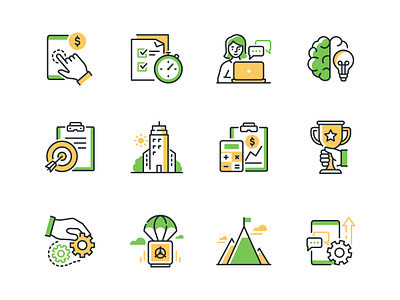 Highlight icons update business design food history icon line set style vector