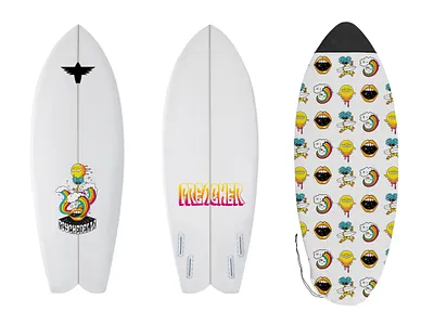 Preacher Psychedelia Surfboard branding character illustration psychedelic surfboard vector wake