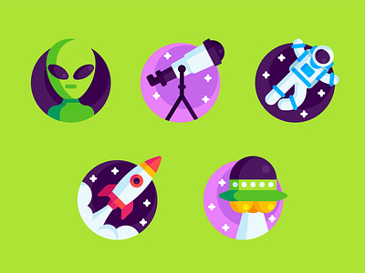 Space Icons allien apple box cartoon characterdesign coffeelovers design flatdesign icon icons illustration logo space ufo ui