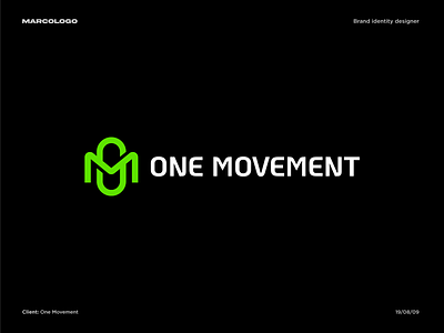 Logo design One Movement branding design free run freerun green logo icon identity logo minimal om running logo sport logo sports vector