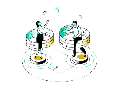 Virtual reality isometric line illustration design illustration isometric isometry style vector virtual reality vr vr goggles