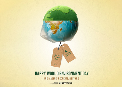 World Environment Day poster brand awareness poly free concept polybag concept word environment day design