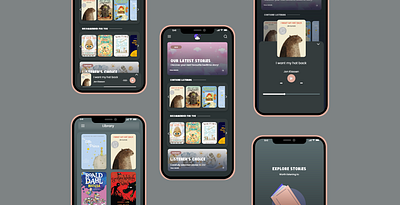 Children Audiobook Mobile App adobexd app audiobook beginner darkmode design mobile mockup ui uidesign