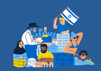 Editorial illustration for Liberal magazine editorial identity illustration israel magazine society