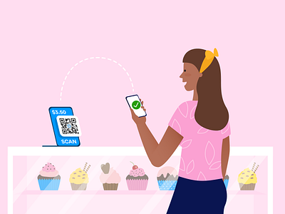 QR code payment banner design blog post cupcake figma flat illustration jotform payment qr code