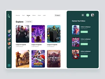 Gaming portal app design game interface portal ui ux web