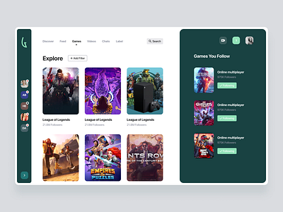 Gaming portal app design game interface portal ui ux web