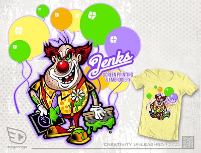 Jenks graphics cartoon illustration chipdavid clown design dogwings drawing frankenstein funny illustration llama logo t shirts vector