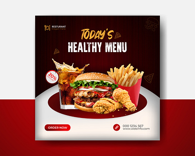 Delicious Food & Burger Social Media Post Template Design adobe ilustrator design food free instagram post social media template vector web banner