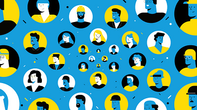 Community adobe art blue boy business career cartoon character design girl graphic design group illustration jobs man people portrait professions team woman
