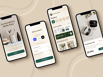 Sustainable eCommerce App appdesign ecommerce mobiledesign sustainability ui uidesign userinterface ux uxdesign