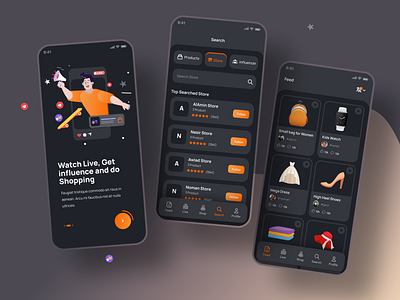 Live Shopping App UI app design app ui digital marketing easy shopping ecommerce influencers live live marketing live purchase live sell live shopping marketing mobile app online marketing online shopping ui ui design user interface design ux ux design