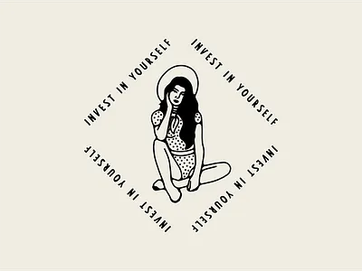 Invest In Yourself cowgirl design drawing illustration logo tattoo vector