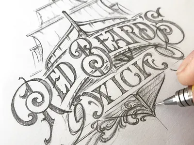Red Beard's Wick - sketch hand illustration lettering schmetzer sketch typography
