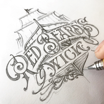 Red Beard's Wick - sketch hand illustration lettering schmetzer sketch typography