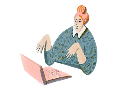 Typing Girl artwork character design digital illustration editorial editorial illustration illustration portfolio