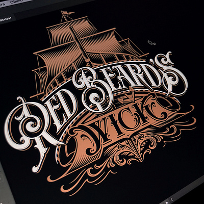 Red Beard's Wick - vector hand illustration lettering logotype schmetzer typography vector