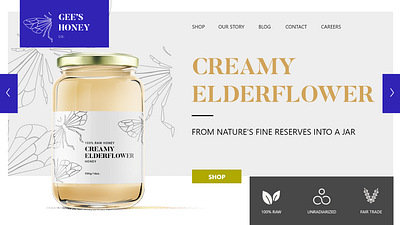 Gee's Honey Hero Slide branding design ecommerce design illustration logo typography ui ux