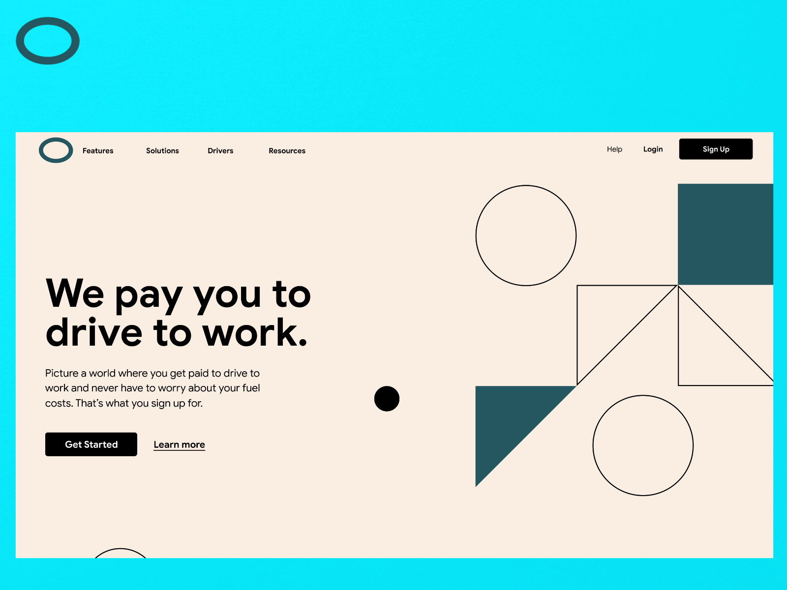 Example of Car pooling landing page
