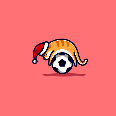 Cute Cat Sleeping at Ball cute design illustrator logo minimalist logo vector