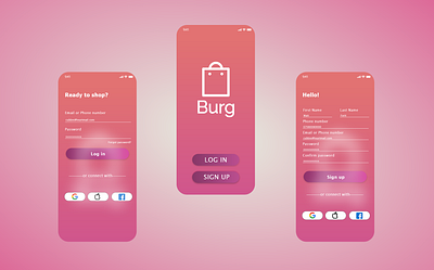Log in and Sign up pages for Burg dailyui design graphic design logo typography ui