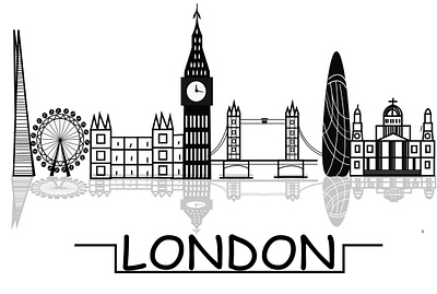 london city skyline branding design drawing illustration landscape london city skyline silhouette