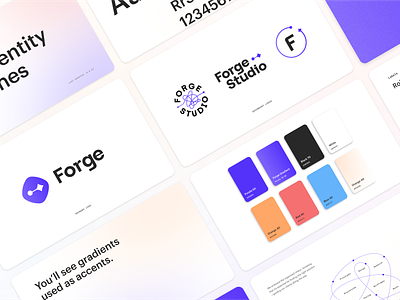 Forge Studio Brand Guidelines branding chaos diamond fire forge graidents journey logo orbs purple scribble spark squiggle star