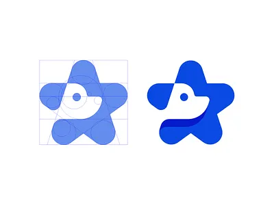 Logo grid branding design dog geometry grid icon illustration layers logo mark minimalism negativespace shadow star