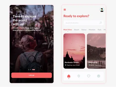 Travelling App app card clean ui component explore home homescreen inspiration minimalist mobile design navbar travel travel page ui ux
